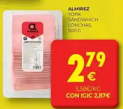 CashDiplo Almirez - york sandwich lonchas oferta