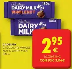 CashDiplo Cadbury - chocolate whole nut o dairy milk oferta