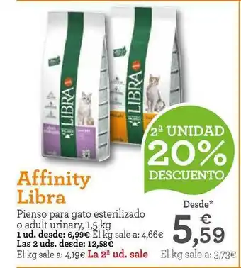 TiendAnimal Affinity Libra Pienso para gato esterlizado o adult urinary, 1.5kg oferta