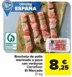 Carrefour Market Carrefour - brocheta de pollo marinado o pavo con verduras oferta