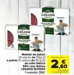 Carrefour Market Legado elpozo - maletín de jamón o paleta de cebo ibérico 50% raza ibérica oferta