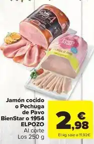 Carrefour Market Elpozo - jamón cocido o pechuga de pavo bienstar o 1954 oferta