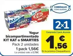 Carrefour Market Nestlé - yogur bicompartimentado kit kat o smarties oferta