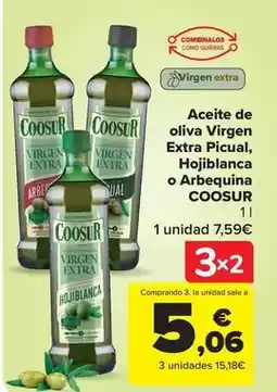 Carrefour Market Coosur - aceite de oliva virgen extra picual, hojiblanca o arbequina oferta