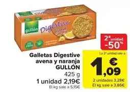 Carrefour Market Gullón - galletas digestive avena y naranja oferta