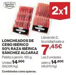 El Corte Inglés Sánchez alcaraz - loncheados de cebo iberico 50% raza iberica oferta