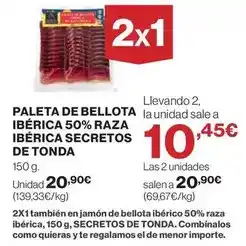 El Corte Inglés Paleta de bellota ibérica 50% raza ibérica secretos de tonda oferta