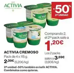 El Corte Inglés Danone - activia cremoso oferta