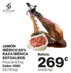 El Corte Inglés Sotoalbos - jamón ibérico 50% raza ibérica oferta