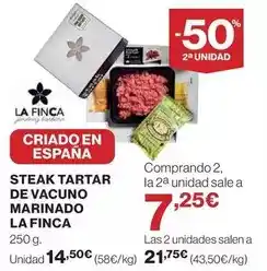 El Corte Inglés La finca - steak tartar de vacuno marinado oferta