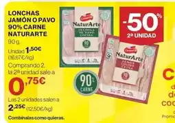 El Corte Inglés Naturarte - lonchas jamon o pavo 90% carne oferta