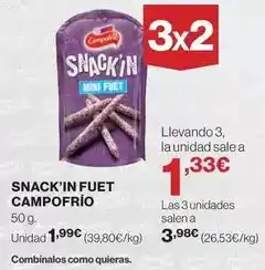 El Corte Inglés Campofrío - snack'in fuet oferta