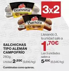 El Corte Inglés Campofrío - salchichas tipo aleman oferta