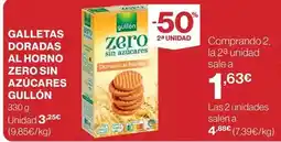 El Corte Inglés Gullón - galletas doradas al horno zero sin azucares oferta