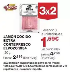 El Corte Inglés Elpozo - jamon cocido extra corte fresco 1954 oferta