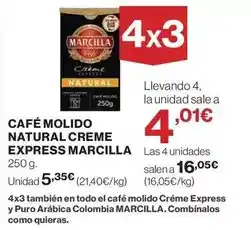 El Corte Inglés Marcilla - cafe molido natural creme express oferta