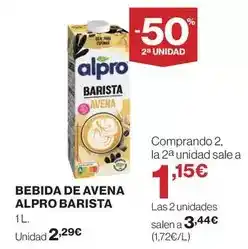 El Corte Inglés Alpro - bebida de avena barista oferta