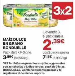 El Corte Inglés Bonduelle - maiz dulce en grano oferta