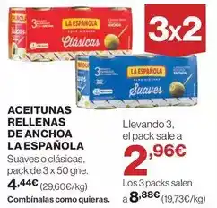 El Corte Inglés La española - aceitunas rellenas de anchoa oferta