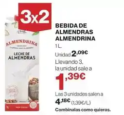 El Corte Inglés Almendrina - bebida de almendras oferta