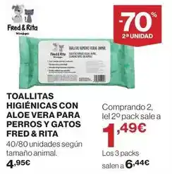 El Corte Inglés Rita - toallitas higienicas con aloe vera para perros y gatos oferta