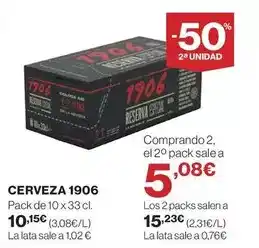 El Corte Inglés 1906 - cerveza oferta