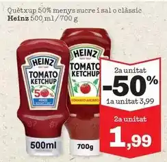 Sorli Heinz - quètxup 50% menys sucre i sal o clàssic oferta