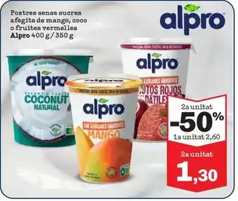 Sorli Alpro - postres sense sucres afegits de mango, coco o fruites vermelles oferta