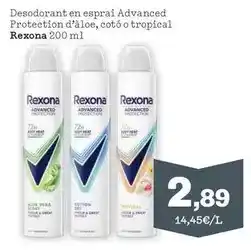 Sorli Rexona - desodorant en esprai advanced protection d'aloe, cotó o tropical oferta