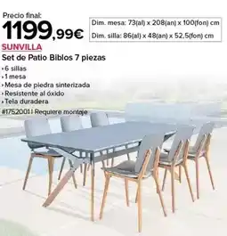 Costco Dim - set de patio biblos 7 piezas oferta