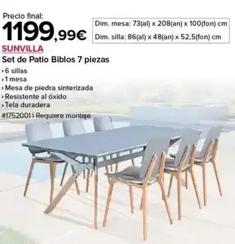 Costco Dim - set de patio biblos 7 piezas oferta