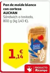 Alcampo Auchan - pan de molde blanco con corteza oferta