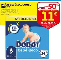 Alcampo Dodot - pañal bebé seco jumbo oferta