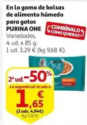 Alcampo Purina one - en la gama de bolsas de alimento húmedo para gatos oferta
