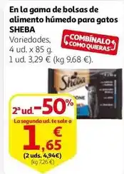 Alcampo Sheba - en la gama de bolsas de alimento húmedo para gatos oferta