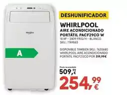Worten Whirlpool - aire acondicionado portatil pacf29co w oferta