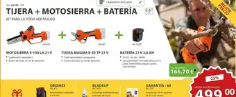 Ferri Tijera + motosierra + batería oferta