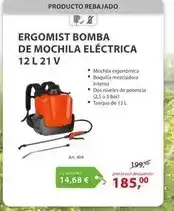 Ferri Ergomist bomba de mochila eléctrica 12 l 21 v oferta