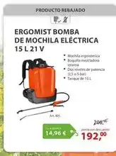 Ferri Ergomist bomba de mochila eléctrica 15 l 21 v oferta