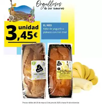 Tu Trébol Hipermercados El neo - keke de yogurth o plátano con ron miel nev oferta
