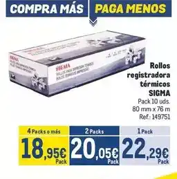 Makro Sigma - rollos registradora termicos oferta