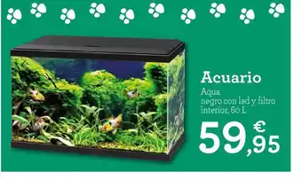 TiendAnimal Acuario Aqua Negro Con Led Y Filtro Interior 60L oferta