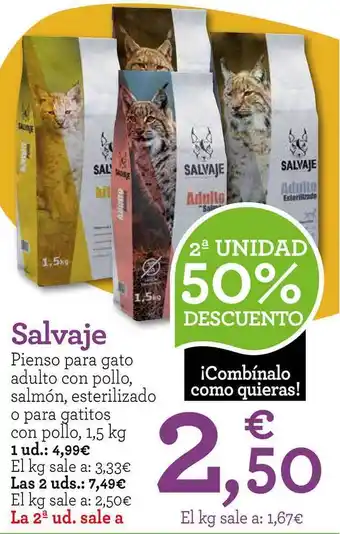 TiendAnimal Salvaje Pienso Para Gato Adulto 1,5kg oferta