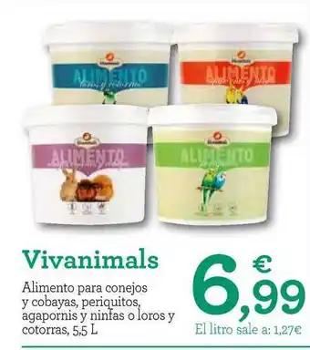 TiendAnimal Vivanimals Alimento Para Conejo Y Cobayas, Periquitos, Agapornis Y Ninfas O Loros Y Cotorras 5.5L oferta