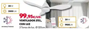 BricoCentro Ventilador stel, con luz oferta