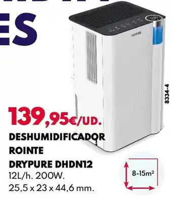 BricoCentro Rointe - deshumidificador drypure dhdn12 oferta
