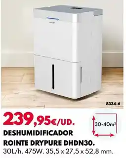 BricoCentro Rointe - deshumidificador drypure dhdn30 oferta