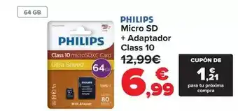 Carrefour Philips - micro sd + adaptador class 10 oferta
