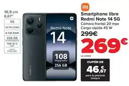 Carrefour Xiaomi - smartphone libre redmi note 14 5g oferta