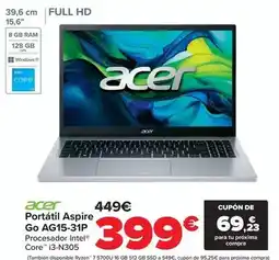 Carrefour Acer - portátil aspire go ag15-31p oferta